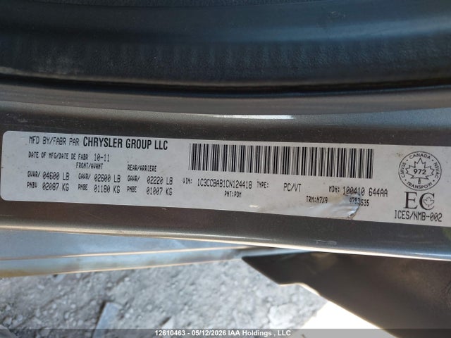 2012 Chrysler 200 Lx მანქანა იყიდება აუქციონზე, vin: 1C3CCBAB1CN124418, აუქციონის ნომერი: 12610463