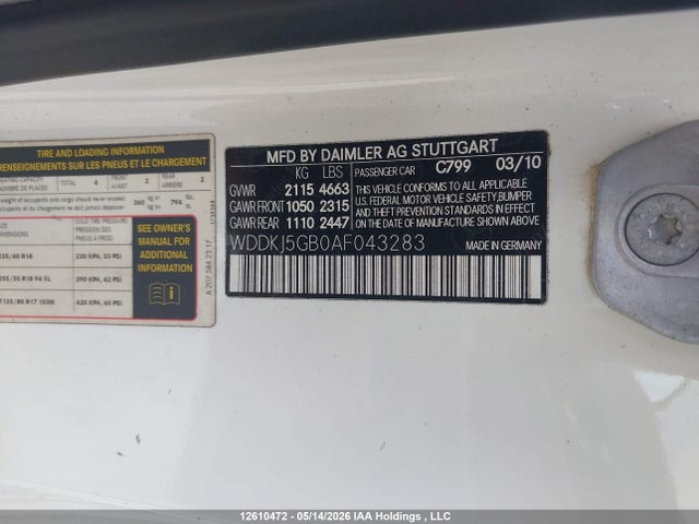 Aukcja sprzedaży 2010 Mercedes-benz E 350, vin: WDDKJ5GB0AF043283, numer aukcji: 12610472