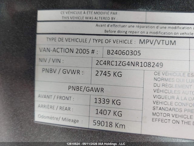 2022 Dodge Grand Caravan მანქანა იყიდება აუქციონზე, vin: 2C4RC1ZG4NR108249, აუქციონის ნომერი: 12610524