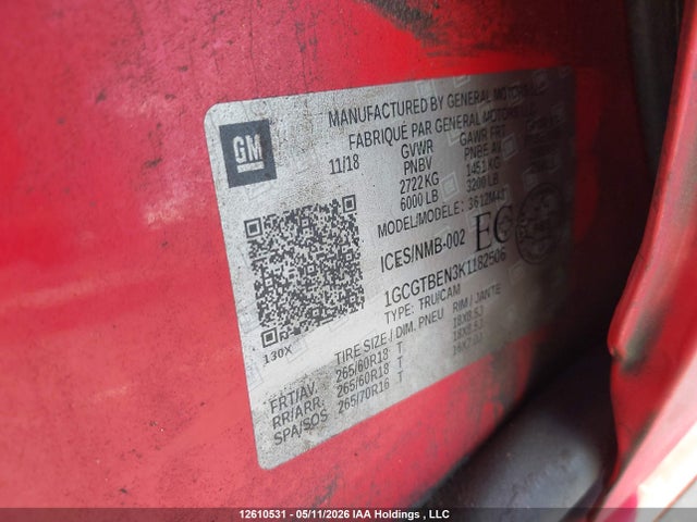 Продажа на аукционе авто 2019 Chevrolet Colorado, vin: 1GCGTBEN3K1182506, номер лота: 12610531