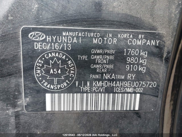 Продажа на аукционе авто 2014 Hyundai Elantra, vin: KMHDH4AH9EU075720, номер лота: 12610543