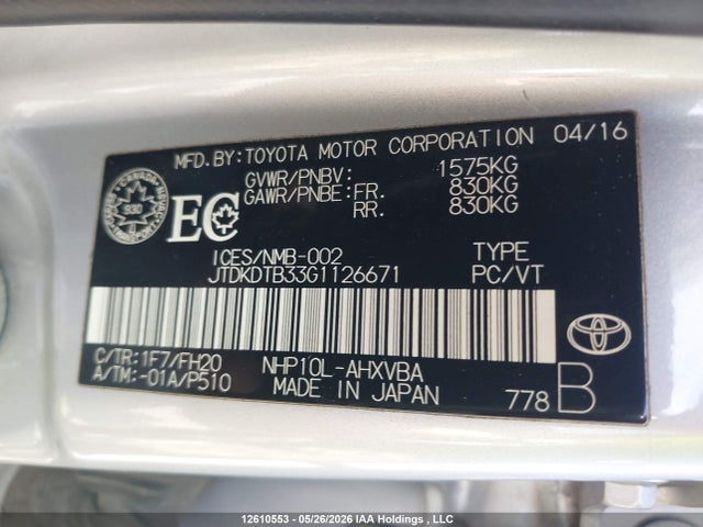 Toyota Prius C Technology 2016 JTDKDTB33G1126671 Image 19