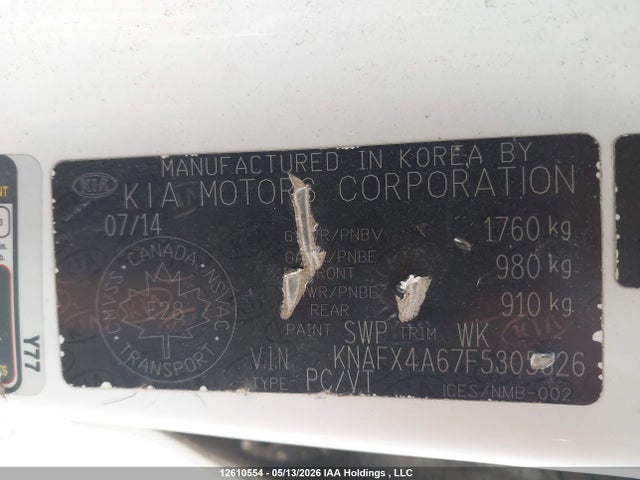 12610554 :رقم المزاد ، KNAFX4A67F5305326 vin ، 2015 Kia Forte مزاد بيع