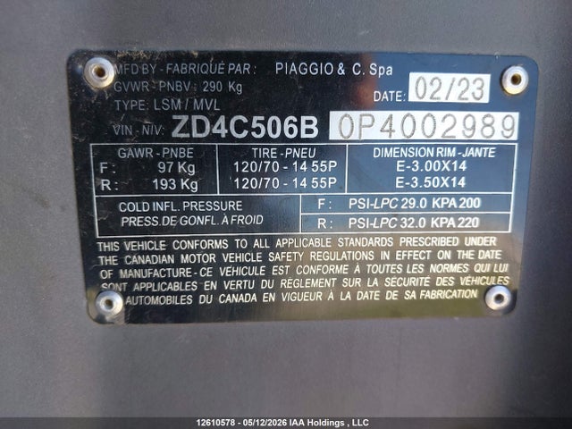 ZD4C506B0P4002989 Aprilia Sr Motard 50