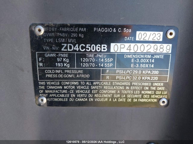ZD4C506B0P4002989 Aprilia Sr Motard 50