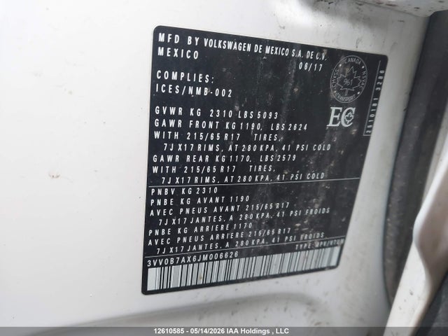 3VV0B7AX6JM006626 Volkswagen Tiguan Trendline