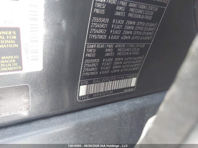 SALWR2FE1HA158909 Land Rover Range Rover Sport V8 Supercharged