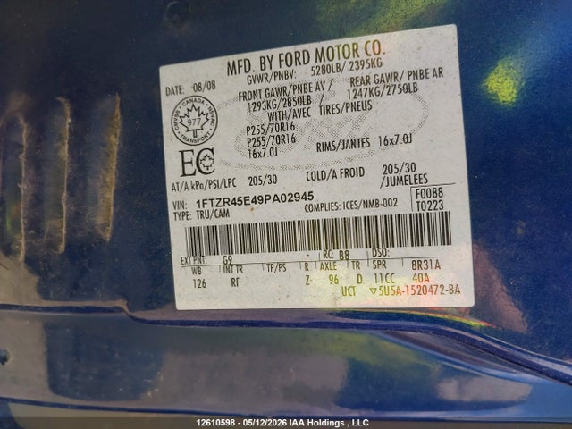 Продажа на аукционе авто 2009 Ford Ranger Super Cab, vin: 1FTZR45E49PA02945, номер лота: 12610598