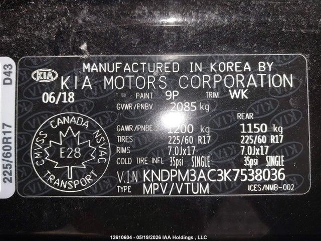 KIA Sportage Lx 2019 KNDPM3AC3K7538036 Image 9