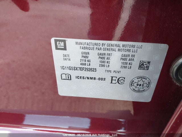 1G11G5SX7EF292623 Chevrolet Malibu 3lt