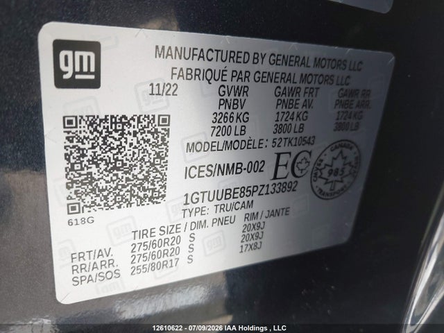 Aukcja sprzedaży 2023 Gmc Sierra K1500 Sle, vin: 1GTUUBE85PZ133892, numer aukcji: 12610622
