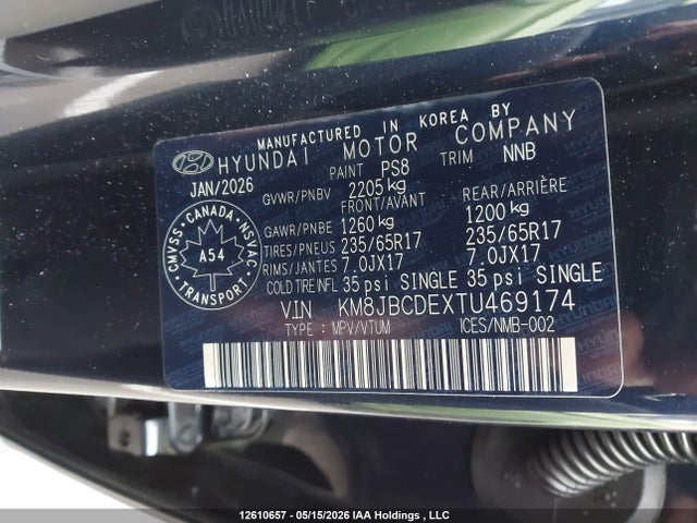 Aukcja sprzedaży 2026 Hyundai Tucson, vin: KM8JBCDEXTU469174, numer aukcji: 12610657