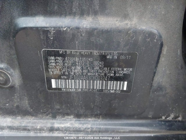 12610670 :رقم المزاد ، JF1GJAA63CH003247 vin ، 2012 Subaru Impreza 2.0i مزاد بيع