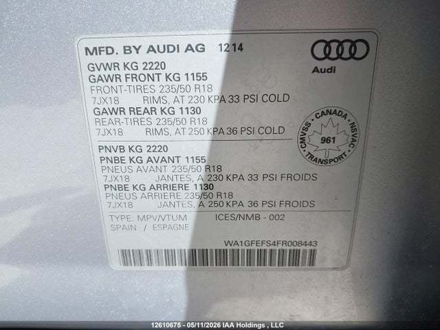WA1GFEFS4FR008443 Audi Q3 2.0t Technik