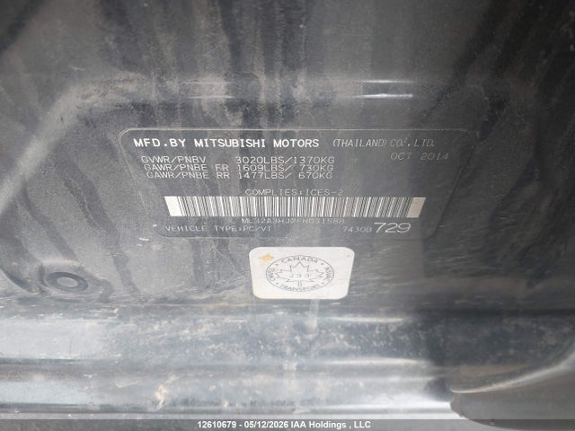 Aukcja sprzedaży 2015 Mitsubishi Mirage Es, vin: ML32A3HJ2FH031588, numer aukcji: 12610679