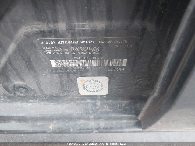 Aukcja sprzedaży 2015 Mitsubishi Mirage Es, vin: ML32A3HJ2FH031588, numer aukcji: 12610679