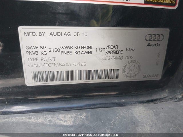 Aukcja sprzedaży 2010 Audi A3 Premium Plus, vin: WAUMFCFM8AA170465, numer aukcji: 12610681