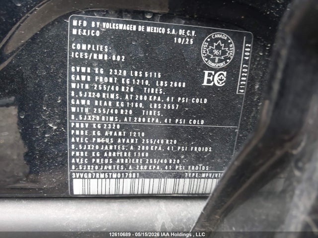 Aukcja sprzedaży 2026 Volkswagen Tiguan Se R-line Black, vin: 3VVGR7RM5TM017981, numer aukcji: 12610689