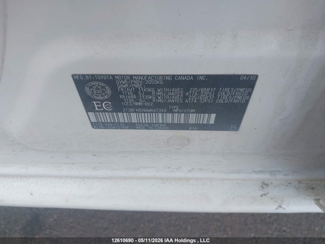 Aukcja sprzedaży 2010 Toyota Rav4, vin: 2T3BF4DV9AW047349, numer aukcji: 12610690