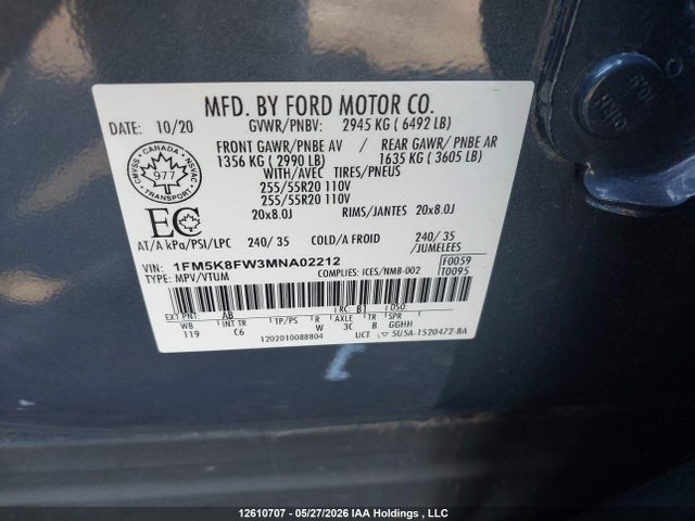 Ford Explorer Limited 2021 1FM5K8FW3MNA02212 Image 9