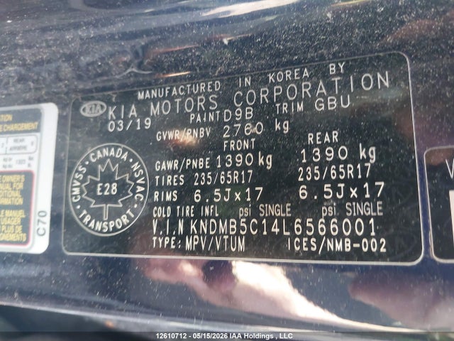 KNDMB5C14L6566001 KIA Sedona