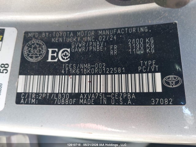 Продаж на аукціоні авто 2024 Toyota Camry Xse, vin: 4T1K61BK0RU122581, номер лоту: 12610718