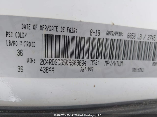 Dodge Grand Caravan Crew 2019 2C4RDGDG5KR509604 Image 9