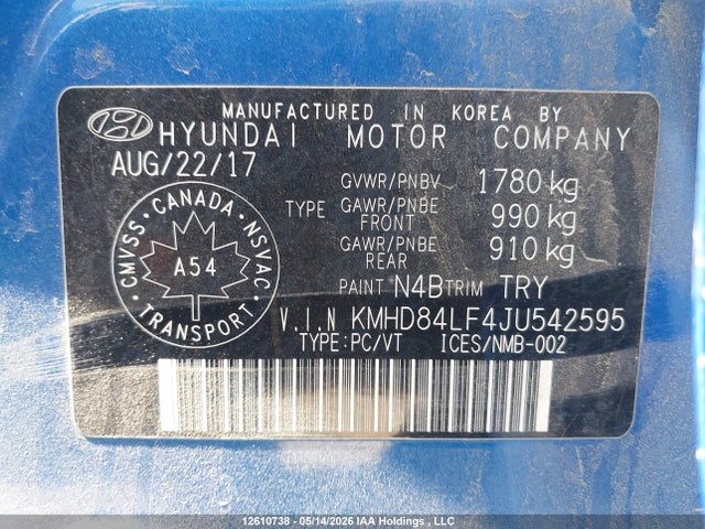 KMHD84LF4JU542595 Hyundai Elantra Gls