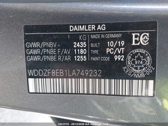 Mercedes-Benz E-Class 2020 WDDZF8EB1LA749232 Image 9