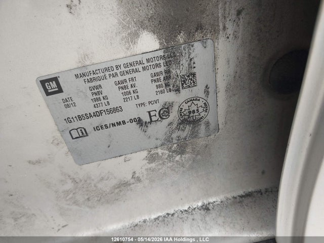Aukcja sprzedaży 2013 Chevrolet Malibu Ls, vin: 1G11B5SA4DF156863, numer aukcji: 12610754