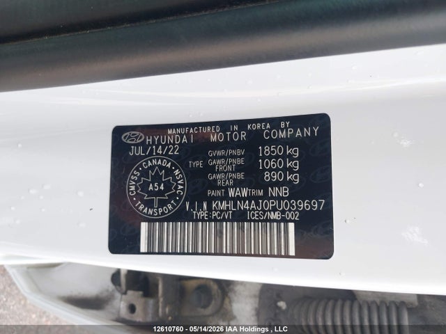 2023 Hyundai Elantra Hybrid Luxury მანქანა იყიდება აუქციონზე, vin: KMHLN4AJ0PU039697, აუქციონის ნომერი: 12610760