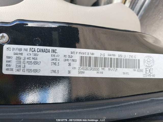 Продажа на аукционе авто 2016 Dodge Grand Caravan Se, vin: 2C4RDGBG1GR326565, номер лота: 12610779