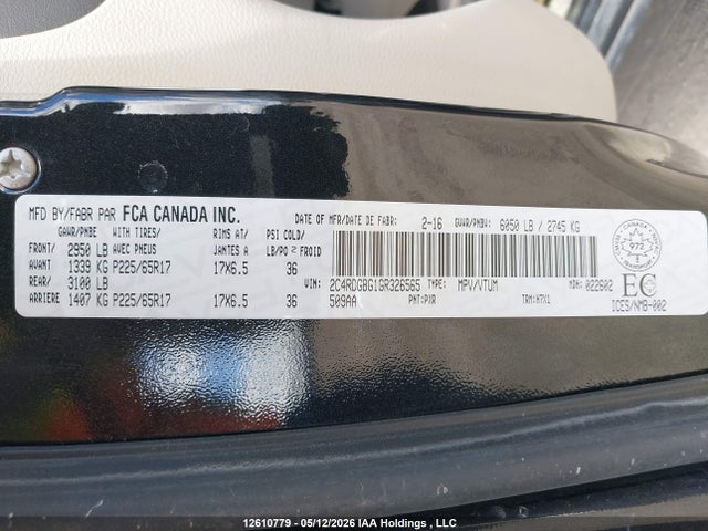 Продажа на аукционе авто 2016 Dodge Grand Caravan Se, vin: 2C4RDGBG1GR326565, номер лота: 12610779