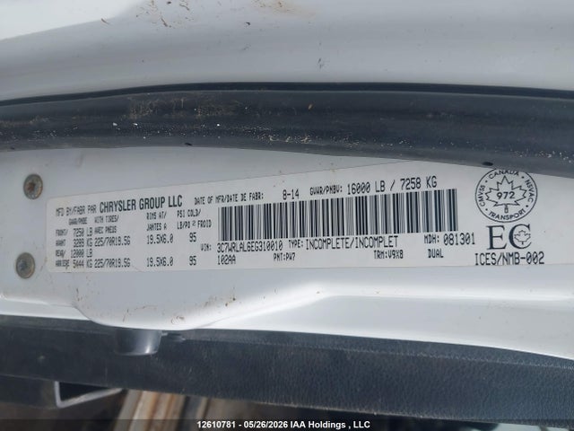 12610781 :رقم المزاد ، 3C7WRLAL6EG310010 vin ، 2014 Ram 4500 مزاد بيع
