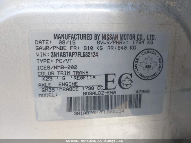 Aukcja sprzedaży 2015 Nissan Sentra S/sv/sr/sl, vin: 3N1AB7AP7FL682134, numer aukcji: 12610783
