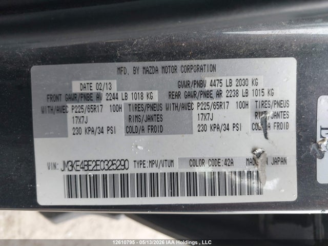 Aukcja sprzedaży 2014 Mazda Cx-5 Gx, vin: JM3KE4BE2E0325290, numer aukcji: 12610795