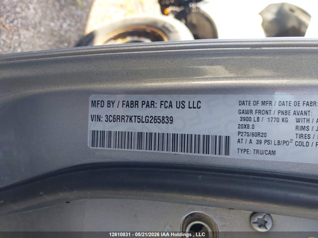 Aukcja sprzedaży 2020 Ram 1500 Classic St, vin: 3C6RR7KT5LG265839, numer aukcji: 12610831