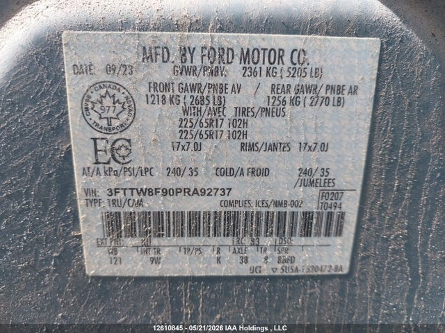 Продажа на аукционе авто 2023 Ford Maverick Xl, vin: 3FTTW8F90PRA92737, номер лота: 12610845