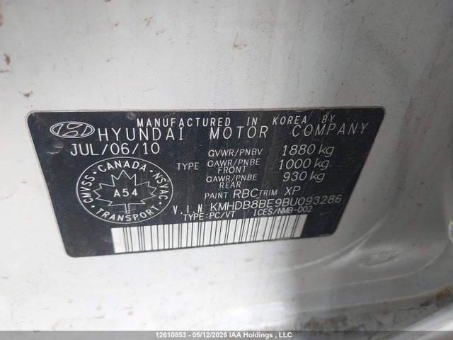 2011 Hyundai Elantra მანქანა იყიდება აუქციონზე, vin: KMHDB8BE9BU093286, აუქციონის ნომერი: 12610853