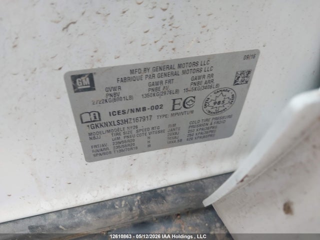 12610863 :رقم المزاد ، 1GKKNXLS3HZ167917 vin ، 2017 Gmc Acadia Denali مزاد بيع
