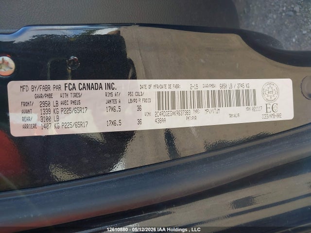 Продажа на аукционе авто 2019 Dodge Grand Caravan Gt, vin: 2C4RDGEGXKR637383, номер лота: 12610880
