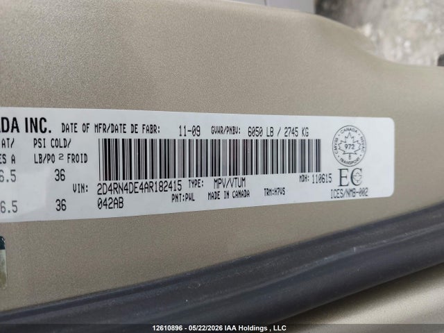 Aukcja sprzedaży 2010 Dodge Grand Caravan Se, vin: 2D4RN4DE4AR182415, numer aukcji: 12610896