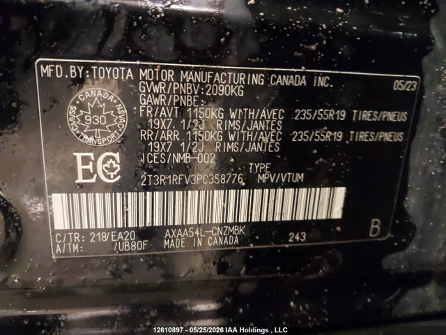 2023 Toyota Rav4 Xle/xle Premium მანქანა იყიდება აუქციონზე, vin: 2T3R1RFV3PC358776, აუქციონის ნომერი: 12610897