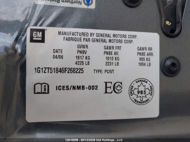 Aukcja sprzedaży 2006 Chevrolet Malibu Lt, vin: 1G1ZT51846F268225, numer aukcji: 12610899
