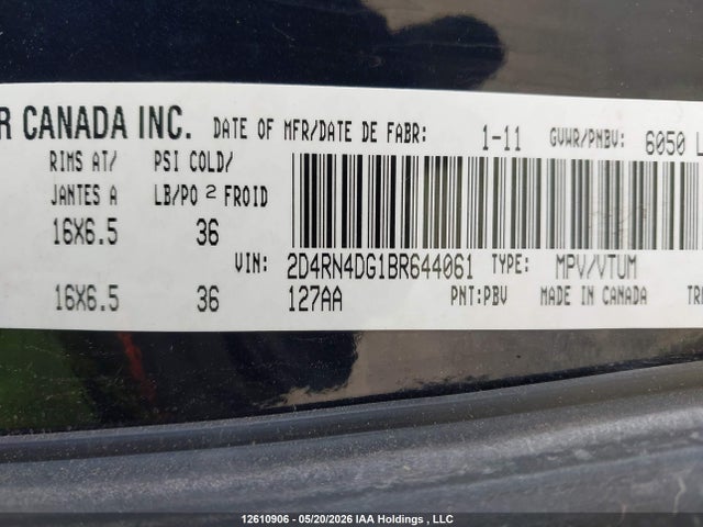 Продажа на аукционе авто 2011 Dodge Grand Caravan Express, vin: 2D4RN4DG1BR644061, номер лота: 12610906
