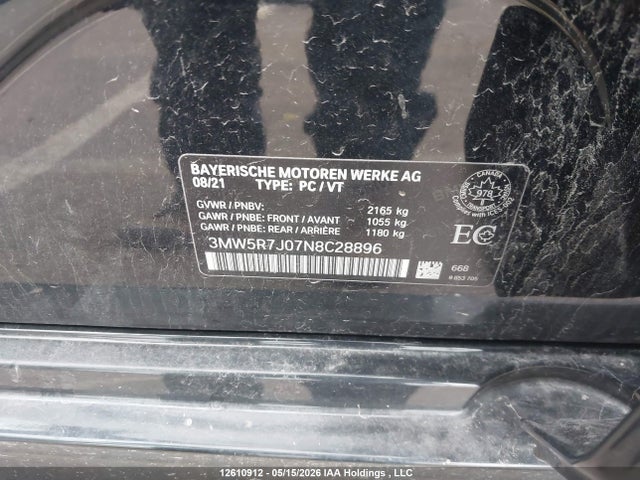 12610912 :رقم المزاد ، 3MW5R7J07N8C28896 vin ، 2022 Bmw 330i Xdrive مزاد بيع