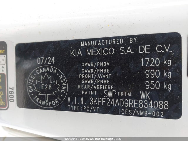 Продажа на аукционе авто 2024 Kia Forte Lx/lxs, vin: 3KPF24AD9RE834088, номер лота: 12610917