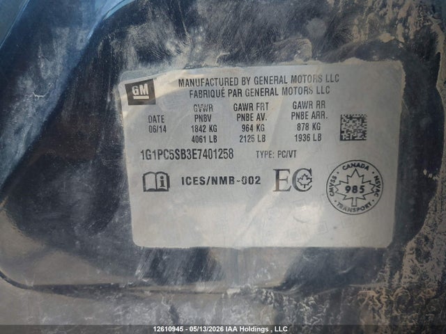 2014 Chevrolet Cruze Lt მანქანა იყიდება აუქციონზე, vin: 1G1PC5SB3E7401258, აუქციონის ნომერი: 12610945
