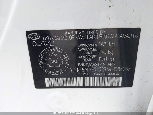 Aukcja sprzedaży 2021 Hyundai Sonata Sport 1.6t 4dr, vin: 5NPEJ4J23MH084267, numer aukcji: 12610972