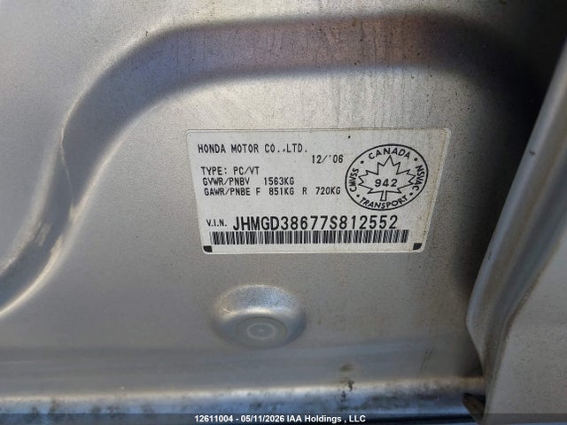 Продажа на аукционе авто 2007 Honda Fit S, vin: JHMGD38677S812552, номер лота: 12611004